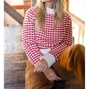 NEW MAREA heart sweater in ivory and red